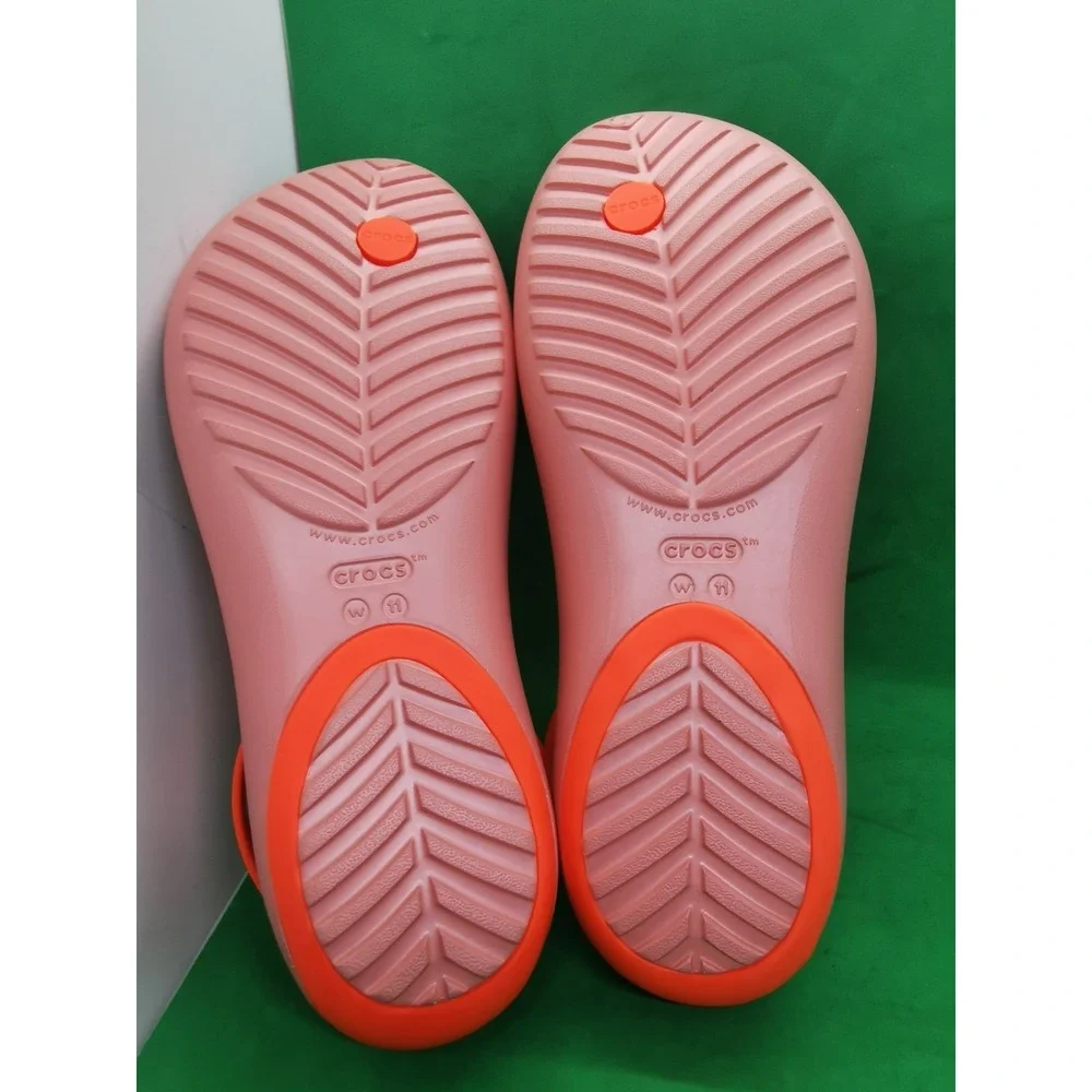 Crocs Serena Flower Embellished Flip Sandal Womens Siz 11 Bright Coral/Melon NEW